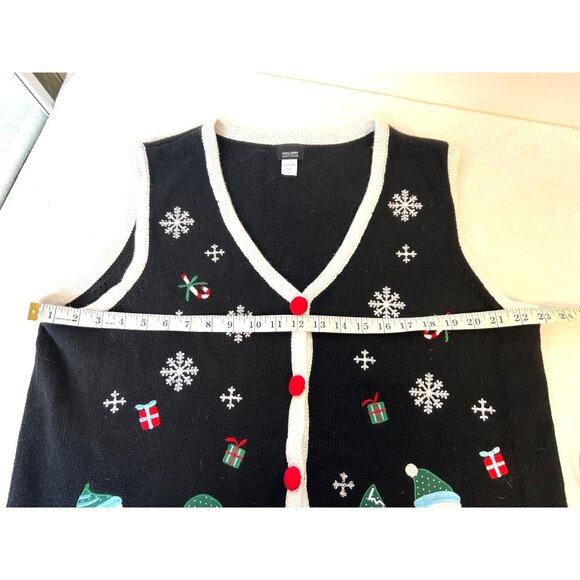 Holiday Editions Sweater Vest Christmas Snowman XL Snowflakes Trees Whimsical - Picture 7 of 8